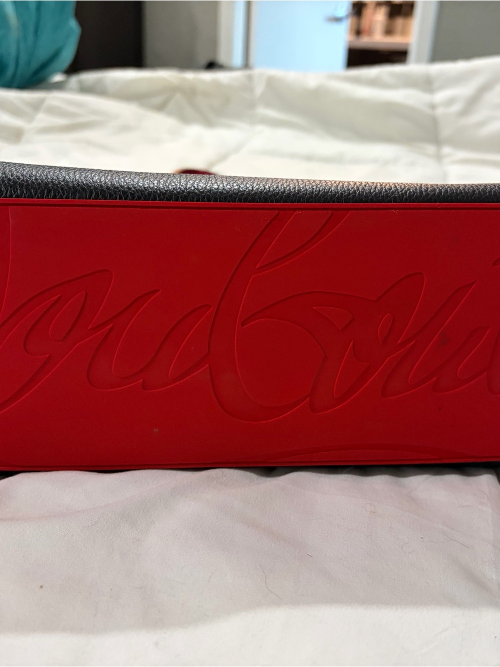 Christian Louboutin Black Pebbled Leather Tote with Red Trim - Picture 2 of 6